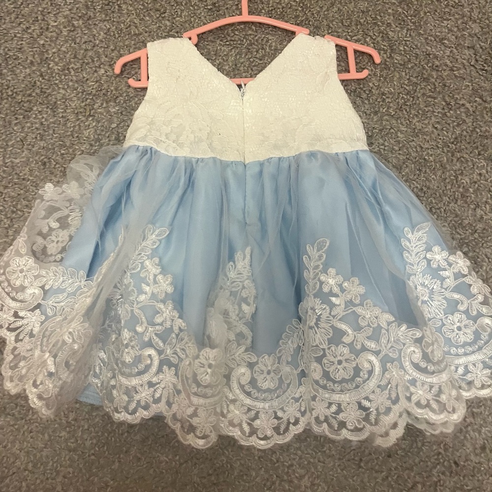 SHEIN *NEW* Light Blue and White Floral Lace Baby Dress